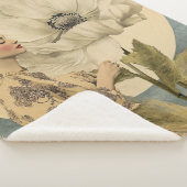 Maanverlichte schoonheid - Vrouw met witte bloem e Sherpa Deken (3/4)