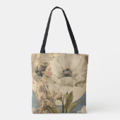 Maanverlichte schoonheid - Vrouw met witte bloem e Tote Bag (Achterkant)