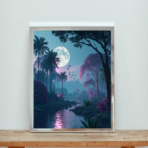 Maanverlichte Sereniteit: Een Droomlandschap van F Poster