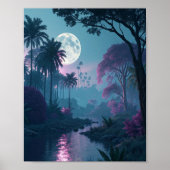 Maanverlichte Sereniteit: Een Droomlandschap van F Poster (Voorkant)