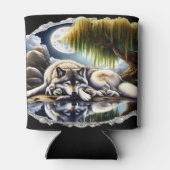 Maanverlichte sereniteit een sluimerende wolf blikjeskoeler (Achterkant)