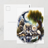 Maanverlichte sereniteit een sluimerende wolf briefkaart (Voorkant / Achterkant)