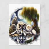 Maanverlichte sereniteit een sluimerende wolf briefkaart (Voorkant)