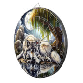 Maanverlichte sereniteit een sluimerende wolf dartbord (Voorkant Rechts)