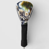 Maanverlichte sereniteit een sluimerende wolf golfheadcover (Voorkant)