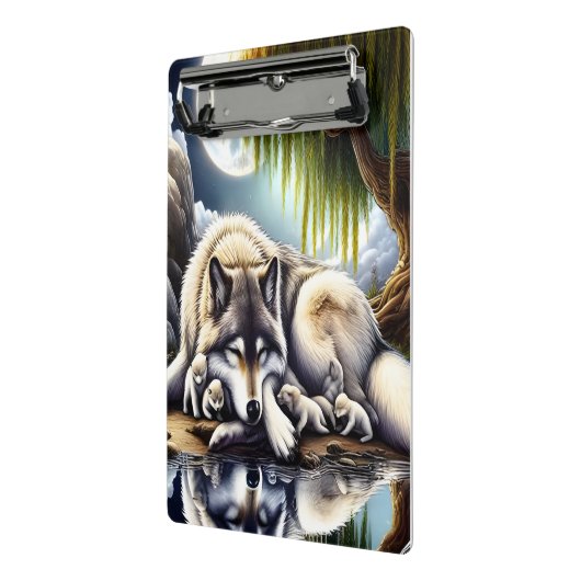 Maanverlichte sereniteit een sluimerende wolf mini klembord (Angled2)