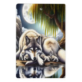 Maanverlichte sereniteit een sluimerende wolf mini klembord (Achterkant)