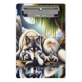 Maanverlichte sereniteit een sluimerende wolf mini klembord (Voorkant)