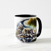 Maanverlichte sereniteit een sluimerende wolf mok (Voorkant rechts)