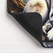 Maanverlichte sereniteit een sluimerende wolf muismat (Hoek)