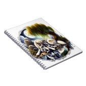 Maanverlichte sereniteit een sluimerende wolf notitieboek (Rechterzijde)