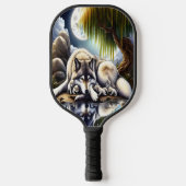 Maanverlichte sereniteit een sluimerende wolf pickleball paddle (Voorkant)