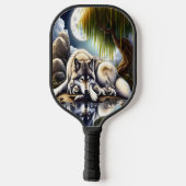Maanverlichte sereniteit een sluimerende wolf pickleball paddle (Achterkant)