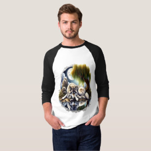 Maanverlichte sereniteit een sluimerende wolf t-shirt