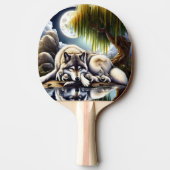 Maanverlichte sereniteit een sluimerende wolf tafeltennisbatje (Achterkant)