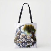 Maanverlichte sereniteit een sluimerende wolf tote bag (Voorkant)