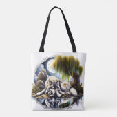 Maanverlichte sereniteit een sluimerende wolf tote bag (Achterkant)
