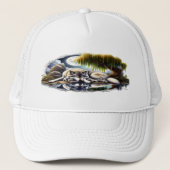 Maanverlichte sereniteit een sluimerende wolf trucker pet (Voorkant)