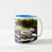 Maanverlichte sereniteit een sluimerende wolf tweekleurige koffiemok (Voorkant rechts)