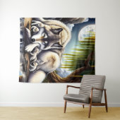 Maanverlichte sereniteit een sluimerende wolf wandkleed (In Situ (horizontaal))