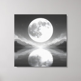 Maanverlichte sereniteit: majestueuze nachtwateren canvas afdruk