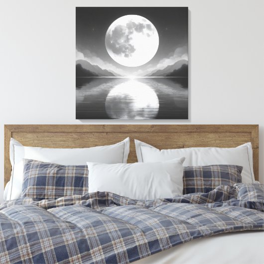 Maanverlichte sereniteit: majestueuze nachtwateren canvas afdruk (Insitu (Slaapkamer))