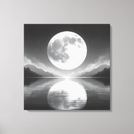 Maanverlichte sereniteit: majestueuze nachtwateren canvas afdruk