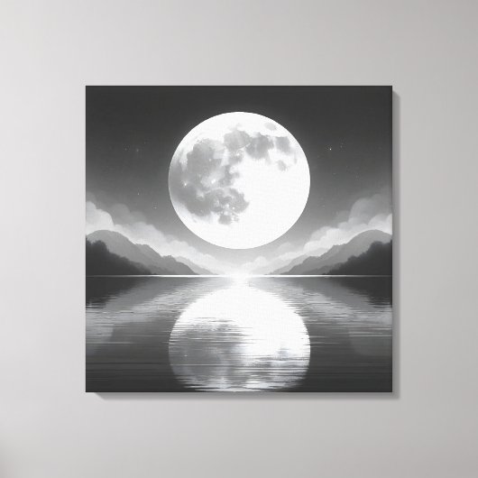 Maanverlichte sereniteit: majestueuze nachtwateren canvas afdruk (Voorkant)