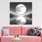Maanverlichte sereniteit: majestueuze nachtwateren canvas afdruk (Insitu (Woonkamer))