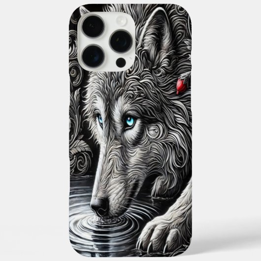 Maanverlichte Sereniteit Wolf Portret Case-Mate iPhone Case (Achterkant)
