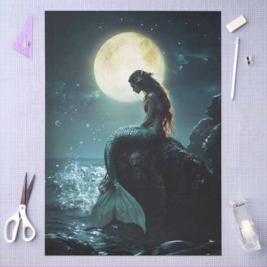 Maanverlichte sirene zeemeermindecoupage tissuepapier (Craft)