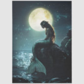 Maanverlichte sirene zeemeermindecoupage tissuepapier (Voorkant)