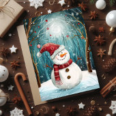 Maanverlichte Sneeuwman Magie in Betoverd Winter W Kaart
