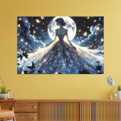 Maanverlichte Sprookjesprinses Himmelsgewaad Canvas Afdruk (Insitu (Woonkamer))