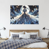 Maanverlichte Sprookjesprinses Himmelsgewaad Canvas Afdruk (Insitu (Slaapkamer))