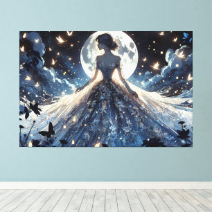 Maanverlichte Sprookjesprinses Himmelsgewaad Canvas Afdruk