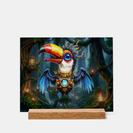 Maanverlichte Steampunk Toekan. Acryl Bord