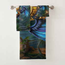Maanverlichte Steampunk Toekan. Bad Handdoek