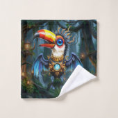 Maanverlichte Steampunk Toekan.  Bad Handdoek (Wasdoekje)