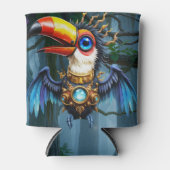 Maanverlichte Steampunk Toekan. Blikjeskoeler (Voorkant)