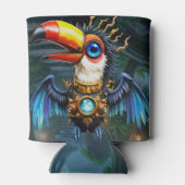 Maanverlichte Steampunk Toekan. Blikjeskoeler (Achterkant)