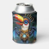 Maanverlichte Steampunk Toekan. Blikjeskoeler (Blikje Achterkant)