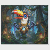 Maanverlichte Steampunk Toekan.  Cadeaupapier (Vlak)