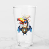 Maanverlichte Steampunk Toekan. Glas (Achterkant)
