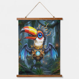 Maanverlichte Steampunk Toekan. Hangend Wandkleed