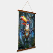 Maanverlichte Steampunk Toekan. Hangend Wandkleed (Gebogen)