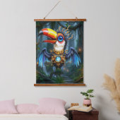 Maanverlichte Steampunk Toekan. Hangend Wandkleed (Slaapkamer)