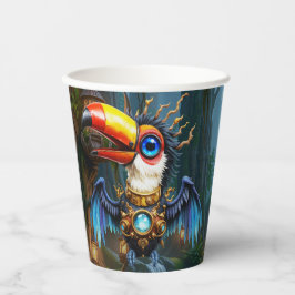 Maanverlichte Steampunk Toekan. Papieren Bekers