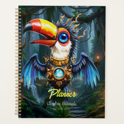 Maanverlichte Steampunk Toekan. Planner (Voorkant)