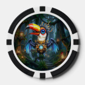 Maanverlichte Steampunk Toekan.  Poker Chips (Voorkant)